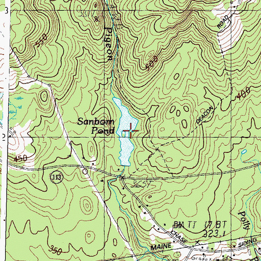 Topographic Map of Sanborn Pond, ME