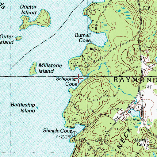 Topographic Map of Schooner Cove, ME