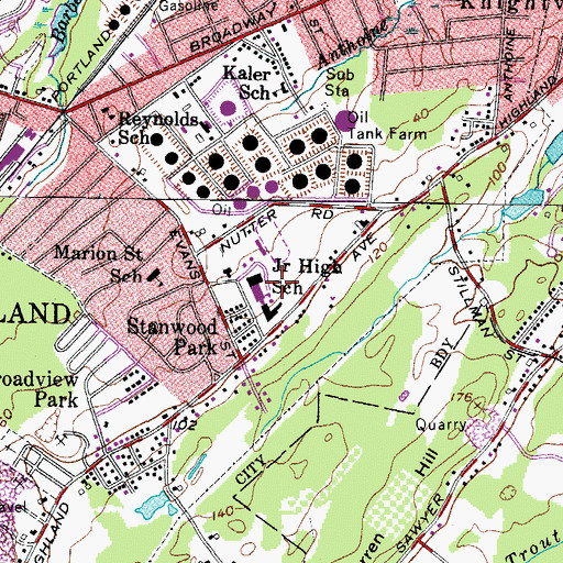 Topographic Map of South Portland High School, ME