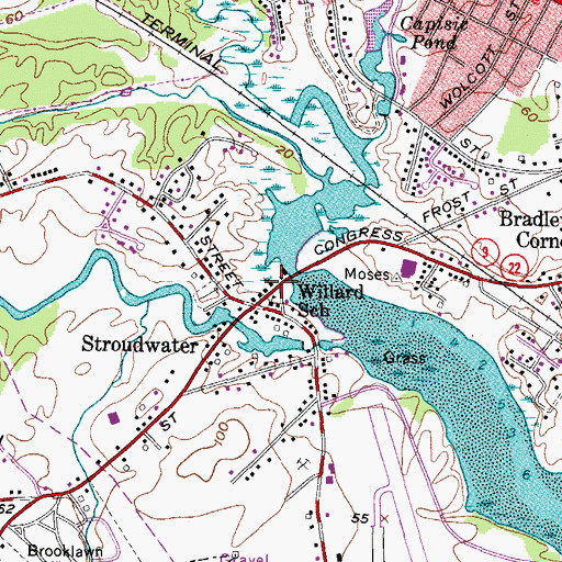 Topographic Map of Stroudwater Baptist Church, ME