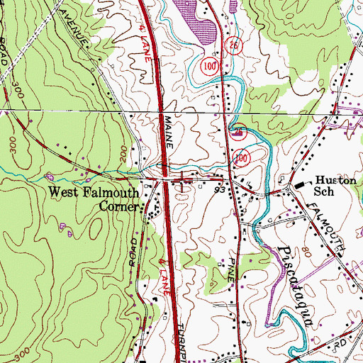 Topographic Map of West Falmouth Baptist Church, ME