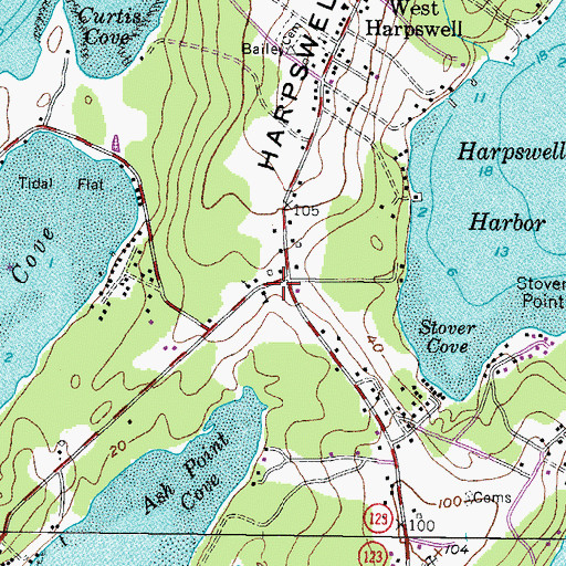 Topographic Map of West Harpswell Elementary School (historical), ME