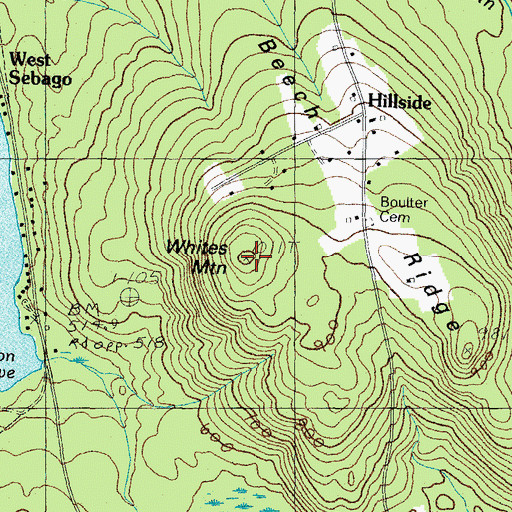 Topographic Map of Whites Mountain, ME