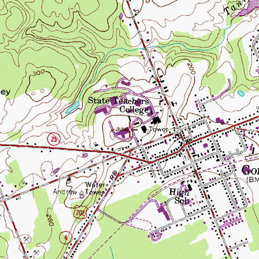 Topographic Map of Warren Hill Gymnasium, ME