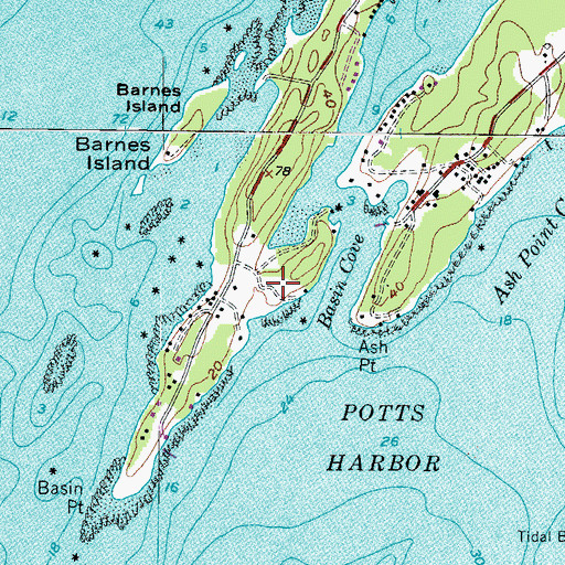 Topographic Map of Basion Cove Falls, ME