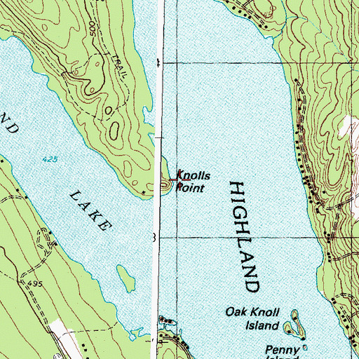 Topographic Map of Knolls Point, ME
