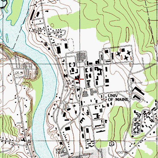 Topographic Map of Aubert Hall, ME