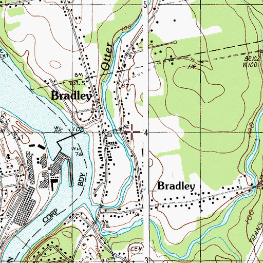 Topographic Map of Bradley Baptist Church, ME