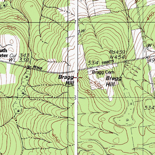 Topographic Map of Bragg Hill, ME