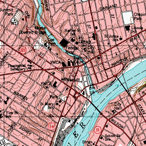 Topographic Map of Columbia Street Baptist Church, ME