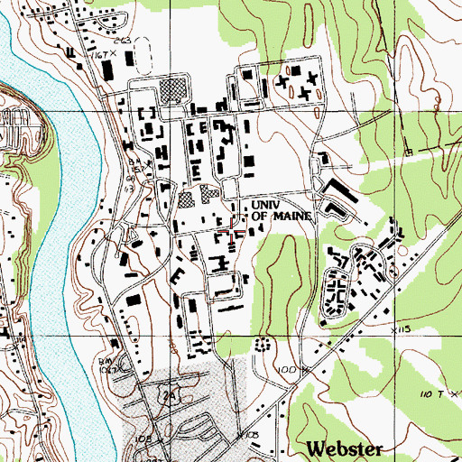 Topographic Map of Hitchner Hall, ME