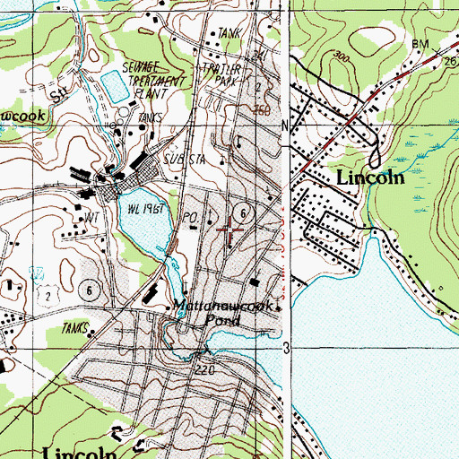 Topographic Map of Lincoln Fire Department, ME