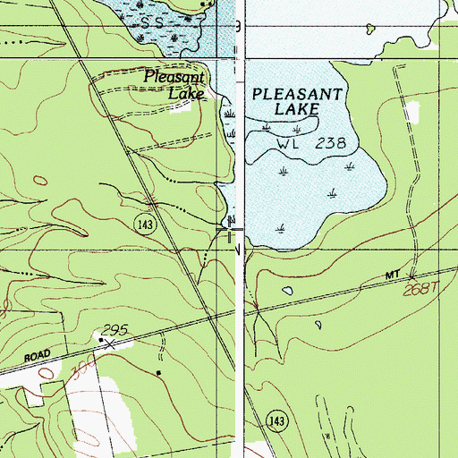 Topographic Map of Pleasant Lake Shores Campground, ME
