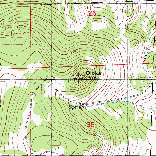 Topographic Map of Dicks Peak, CO