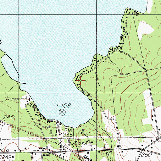 Topographic Map of Tent Village Campground, ME