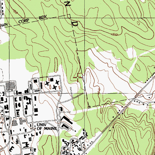 Topographic Map of Tylor Hall, ME