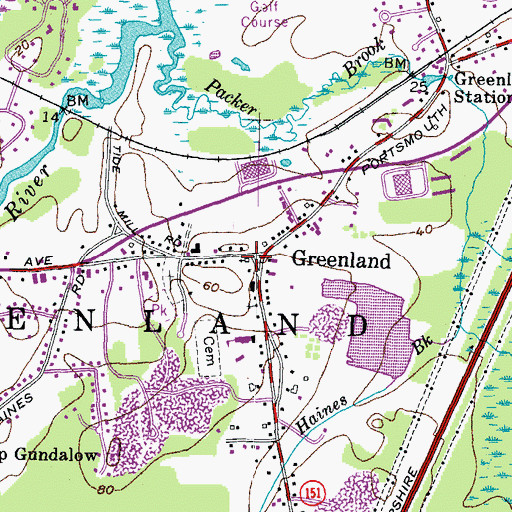 Topographic Map of Greenland Community Congregational Church, NH