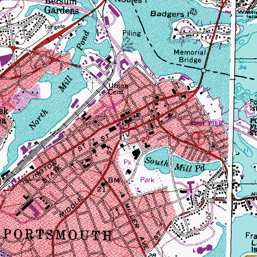 Topographic Map of John Paul Jones House, NH