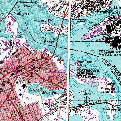 Topographic Map of Prescott Park, NH