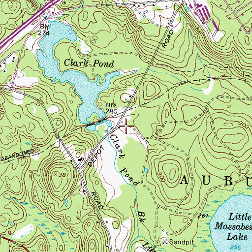 Topographic Map of Auburn Railroad Station, NH