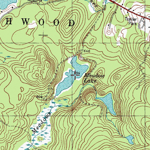 Topographic Map of Meadow Lake, NH