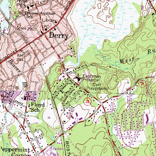 Topographic Map of Parkland Medical Center Library, NH