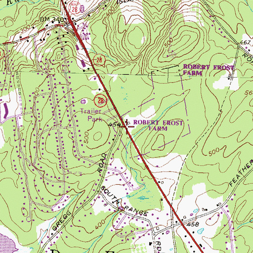 Topographic Map of Robert Frost Farm, NH