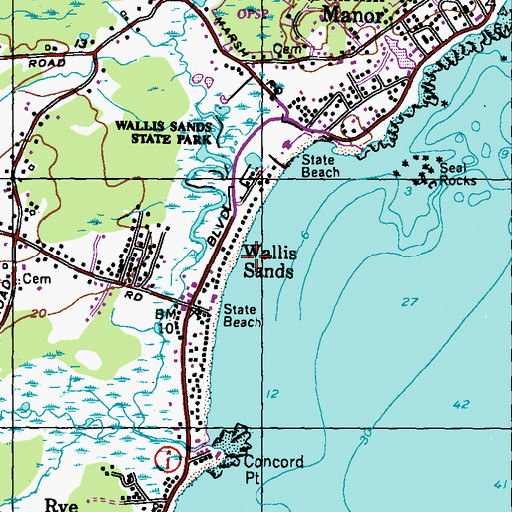 Topographic Map of Wallis Sands State Park, NH