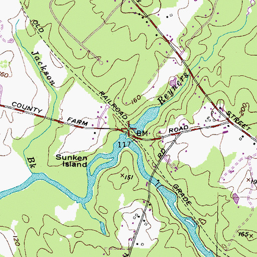 Topographic Map of County Farm Bridge, NH