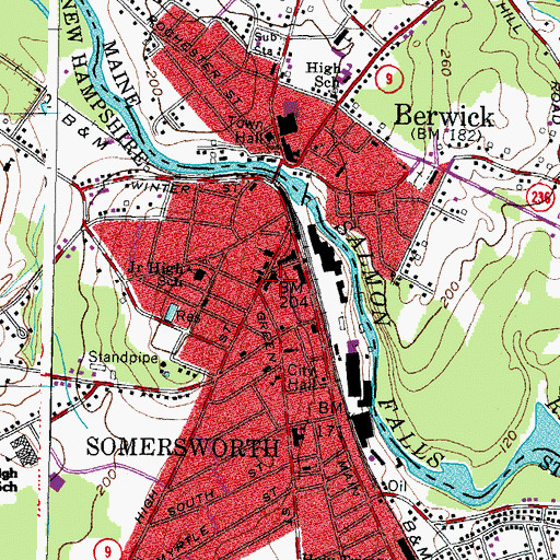 Topographic Map of Washington Street Shopping Center, NH