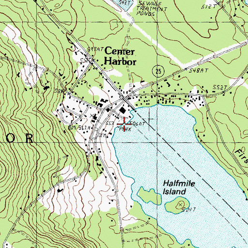 Topographic Map of Center Harbor Town Beach, NH