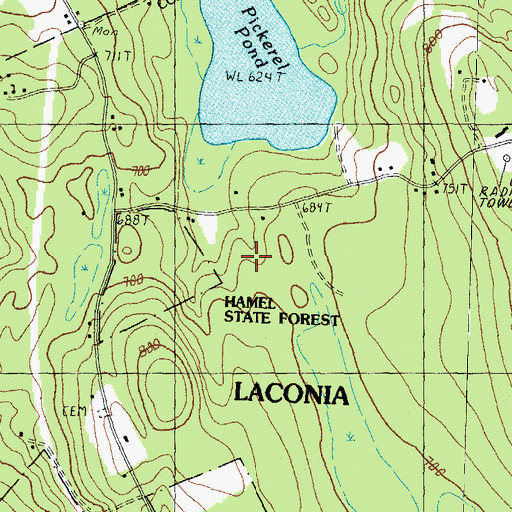 Topographic Map of Hamel State Forest, NH