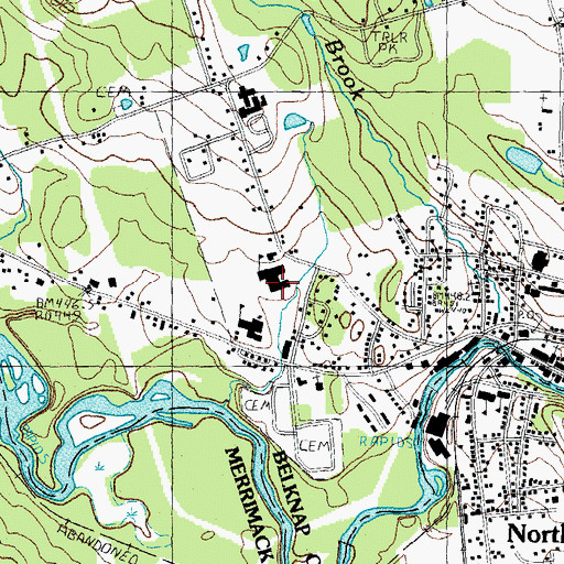 Topographic Map of Winnisquam Regional Middle School, NH