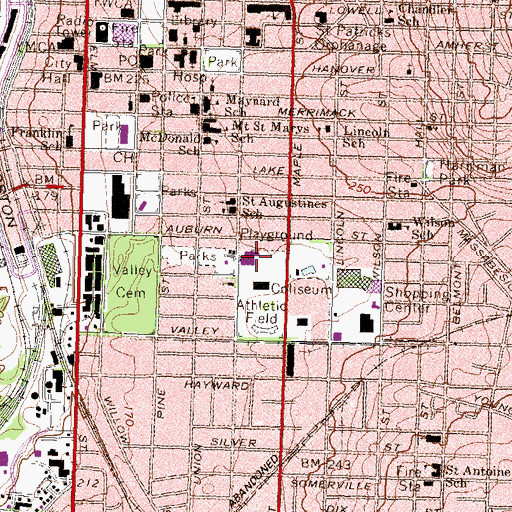 Topographic Map of Beech Street School, NH