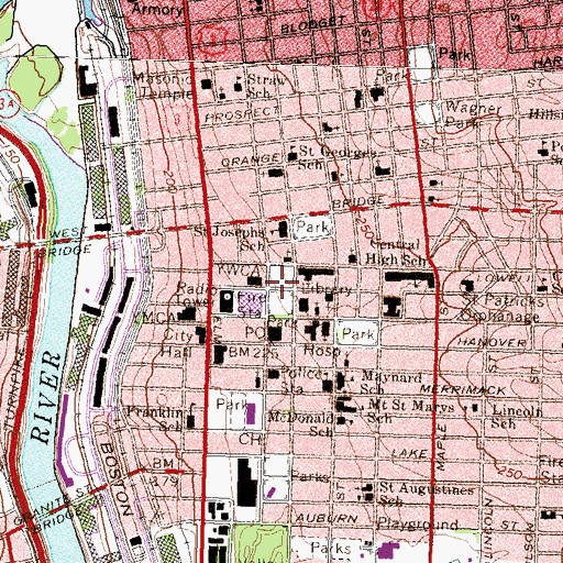 Topographic Map of Institut Canado-Americain Bibliotheque, NH