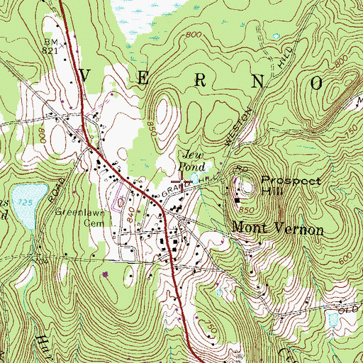 Topographic Map of Mont Vernon Post Office, NH