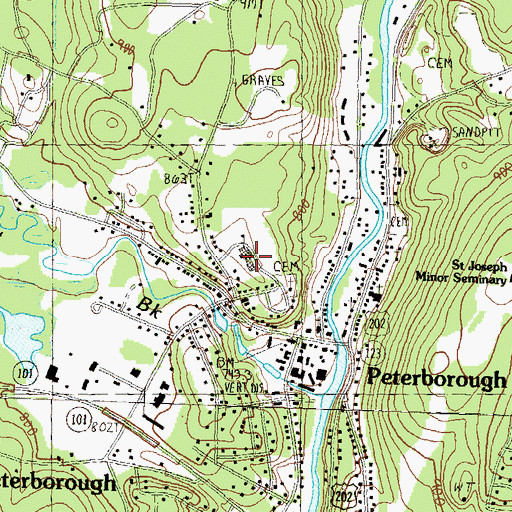 Topographic Map of Peterborough Elementary School, NH