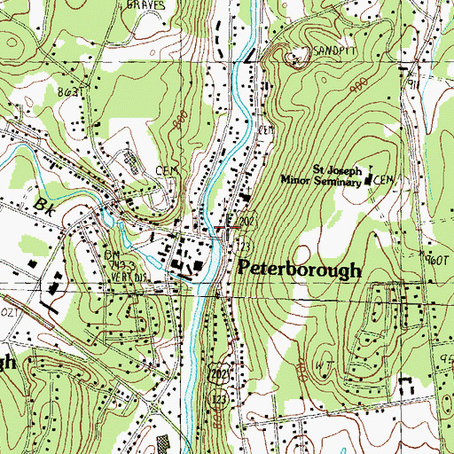 Topographic Map of Peterborough Town Library, NH