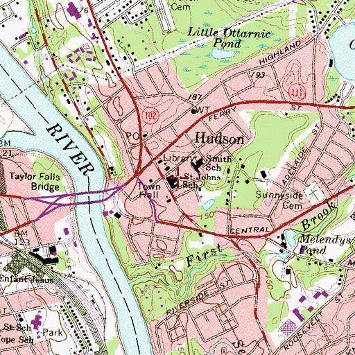 Topographic Map of Saint John the Evangelist Roman Catholic Church, NH