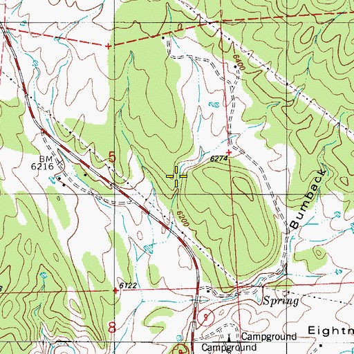 Topographic Map of Bumback Spring, CO
