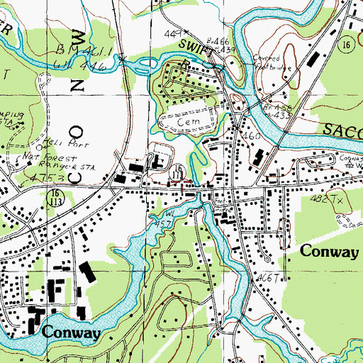 Topographic Map of Conway Village Congregational Church, NH