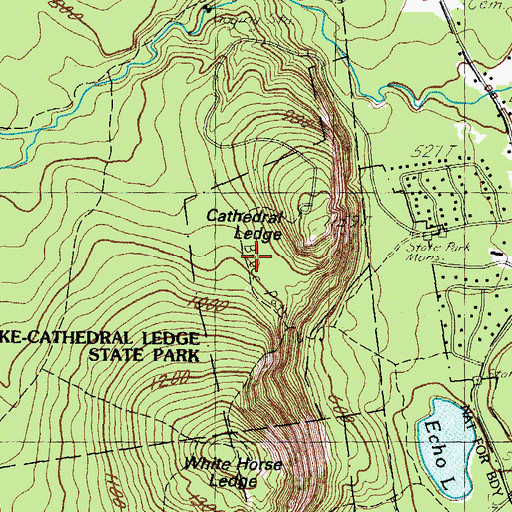 Topographic Map of Echo Lake-Cathedral Ledge State Park, NH