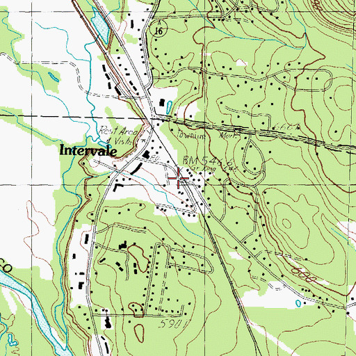 Topographic Map of Intervale Post Office, NH