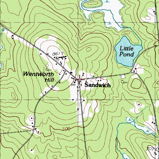 Topographic Map of Lower Corner Historic District, NH