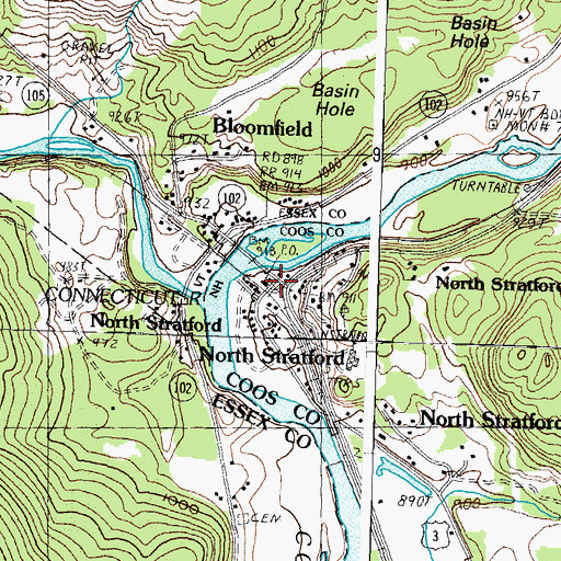 Topographic Map of North Stratford Post Office, NH