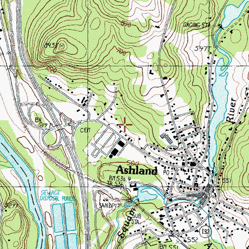 Topographic Map of Ashland Post Office, NH