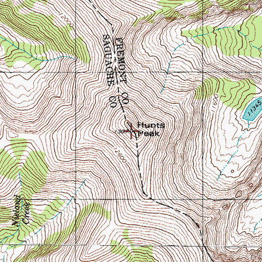 Topographic Map of Hunts Peak, CO