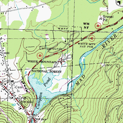Topographic Map of Campton Pond Forest Camp, NH
