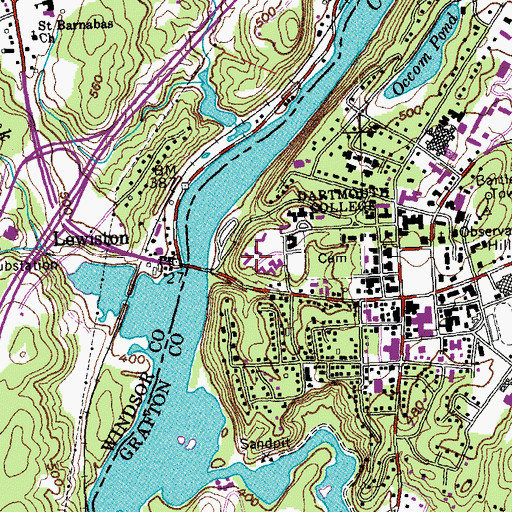 Topographic Map of French Hall, NH