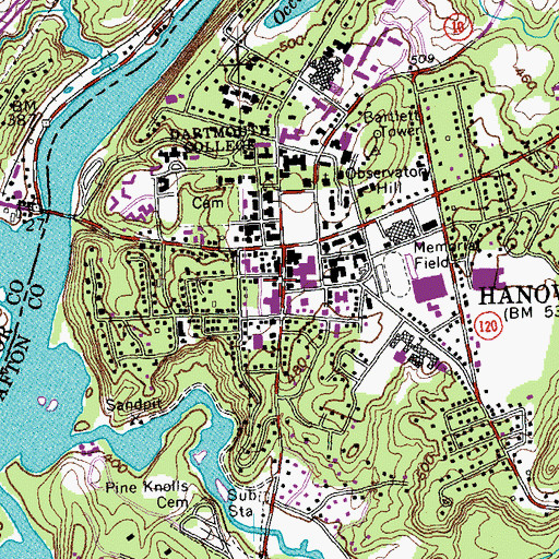 Topographic Map of Hanover Town Offices, NH